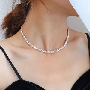 🆕Full diamonds zircon chain necklace gold plated stainless steel choker